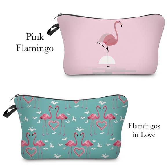 Flamingo Cosmetics Bag Toiletry Organizer Clutch - Picture 6 of 8